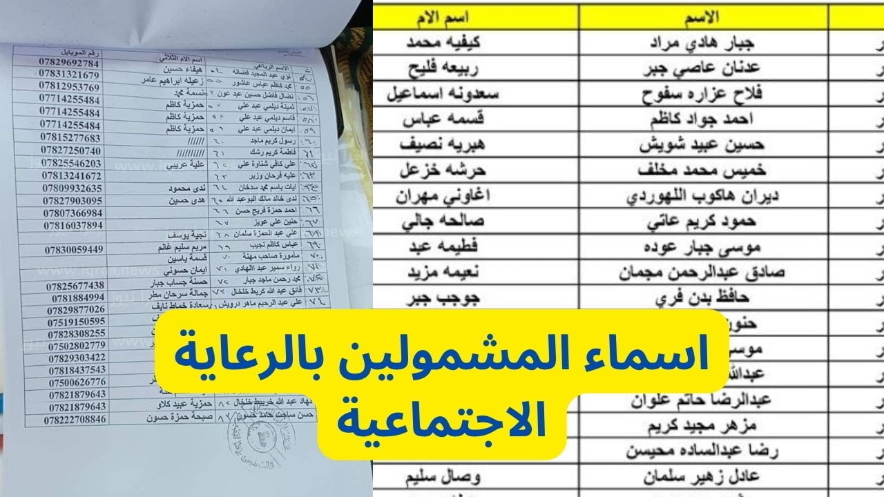 أسماء المشمولين في الرعاية الاجتماعية 2023 الوجبة التاسعة في العراق