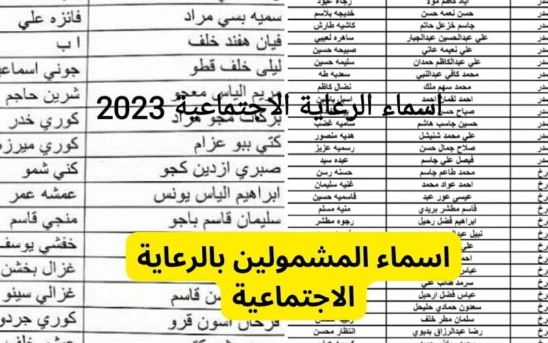 كيفية الاستعلام عن أسماء الرعاية الاجتماعية العراق 2023