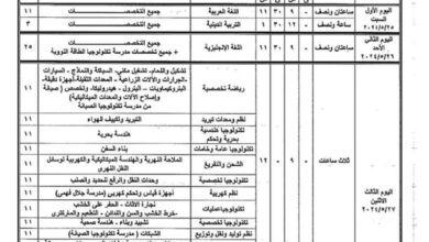 جدول امتحانات الدبلومات الفنية 2024 لجميع التخصصات